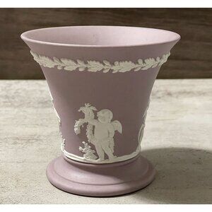Vintage Wedgwood Lilac Jasperware Seasons Cherubs Posey Pot 3.5" England RARE